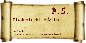 Mladoniczki Sába névjegykártya